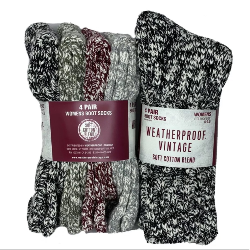 8 Pairs Weatherproof Vintage Women's Boot Socks